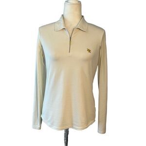 Bette & Court cream 1/4 zip collared pullover with side venting - M